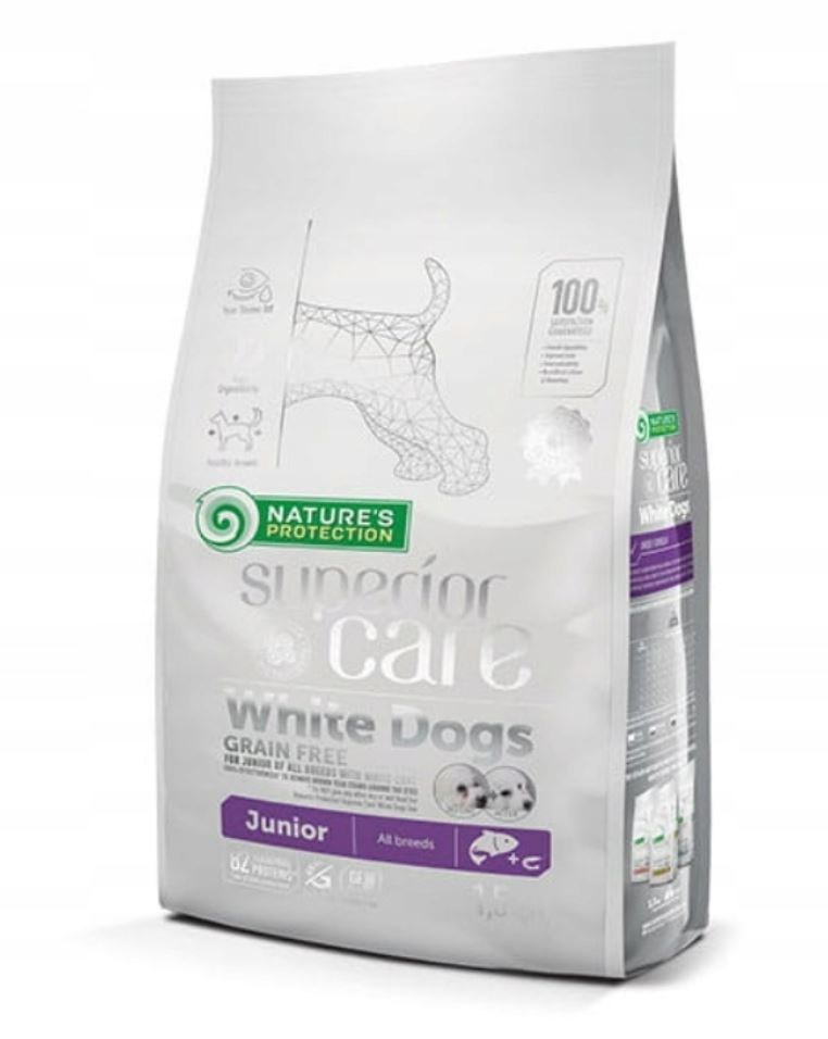 NATURE'S PROTECTION Superior Care White Dogs, pasja hrana za mladiče, losos, 1.5 kg