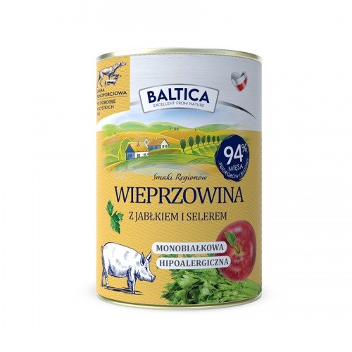 BALTICA Smaki regionów - svinjina z jabolki, mokra hrana za pse, 400 g