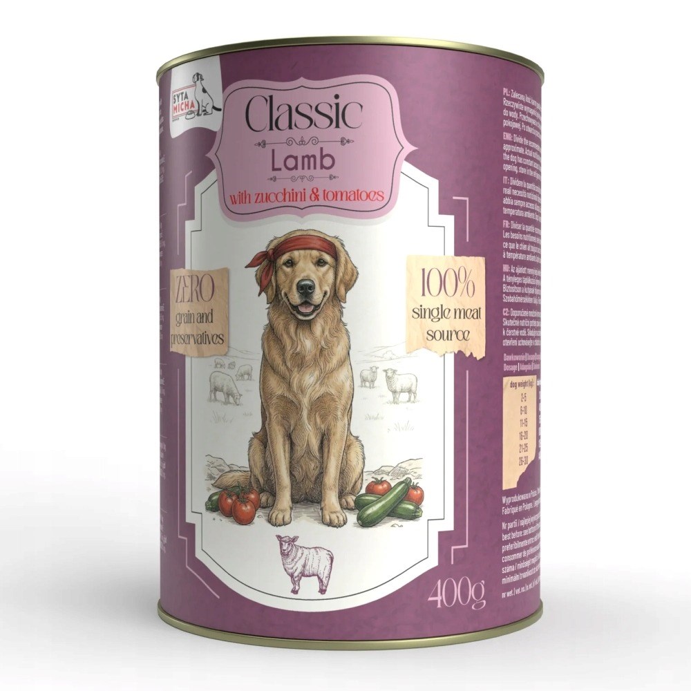 SYTA MICHA Classic Mono Jagnjetina z bučkami - mokra hrana za pse - 400g