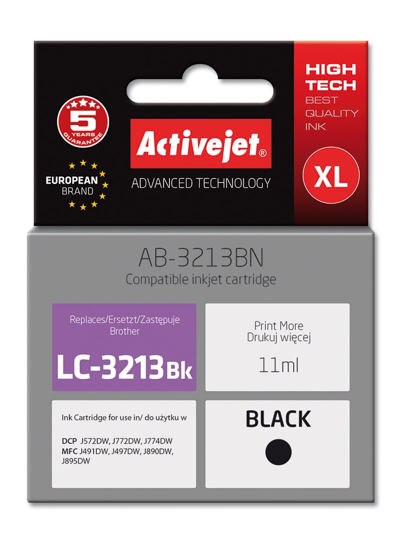 Activejet tinta za Brother LC3213BK, 11 ml, crna