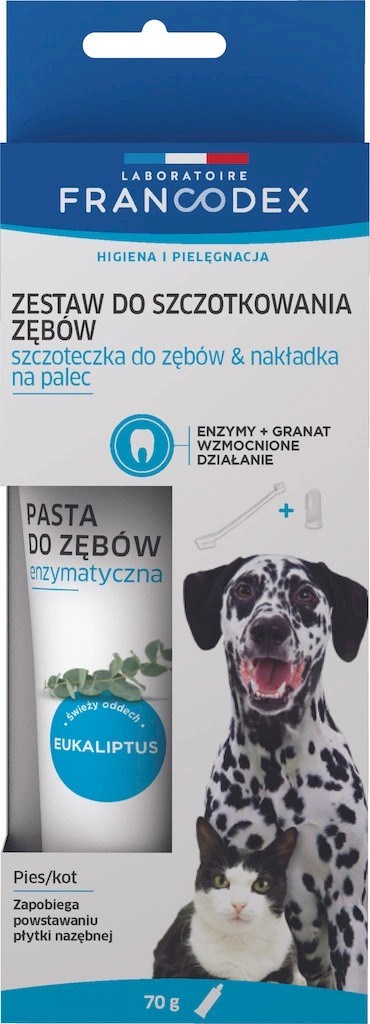 FRANCODEX ščetka in zobna pasta za pse in mačke, 70g
