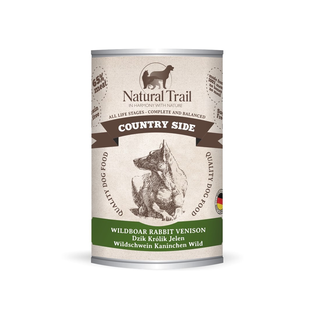 NATURAL TRAIL mokra hrana za pse Country Side - divji prašič, zajec, jelen - 400 g