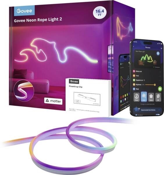 Govee H61D5301-OF-EU pametna LED svetlobna trakova Wi-Fi 48W, črna