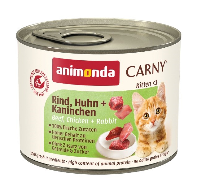 Vlažna hrana za mačke animonda Carny Beef, Chicken + Rabbit, 200 g