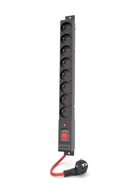 ACA S8 produžni kabel sa 8 utičnica i prekidačem, 1.5m, crni