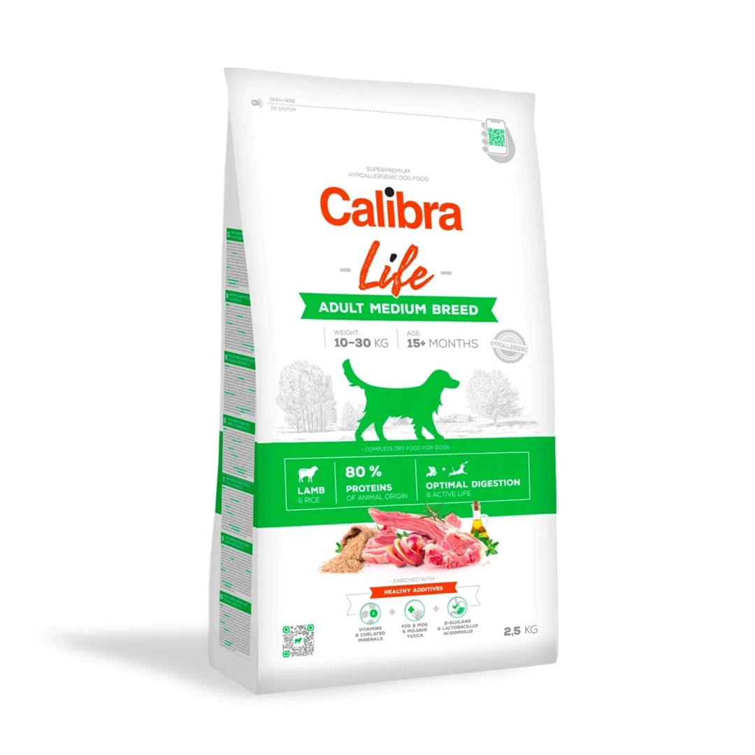 CALIBRA Dog Life Adult Medium Breed Lamb - suha pasja hrana - 2,5 kg
