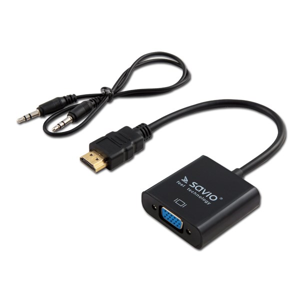 SAVIO HDMI (M) – VGA (F) adapter z avdio CL-23/B, črn