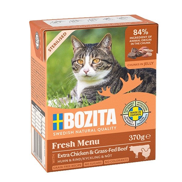 BOZITA Fresh Menu Sterilised Piščanec in govedina - mokra hrana za mačke - 370g