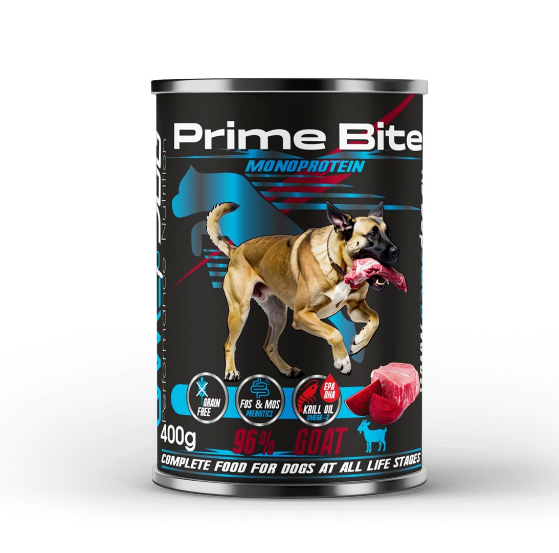 PRIME BITE Monoprotein Svinjsko s pesno repo - mokra hrana za pse - 400g