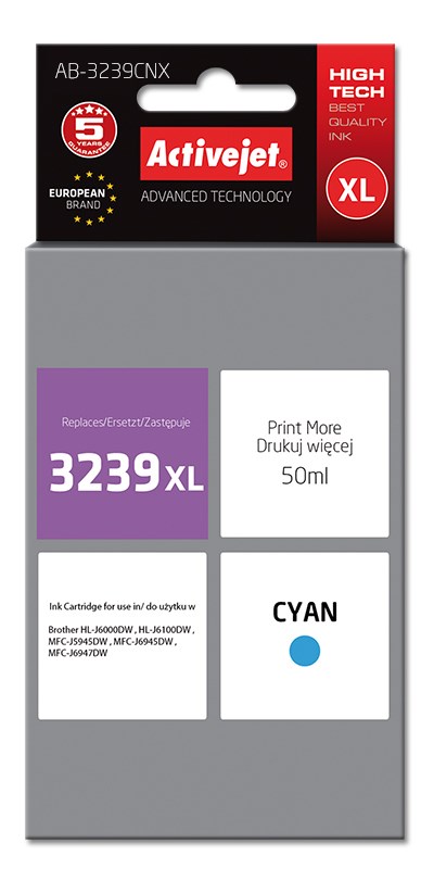 Activejet tinta za Brother LC3239XLC, 50 ml, cijan