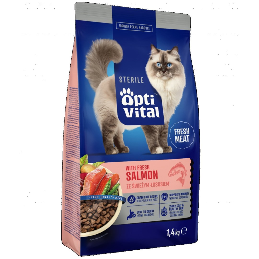 OPTIVITAL suha hrana za mačke losos 1,4kg - za odrasle