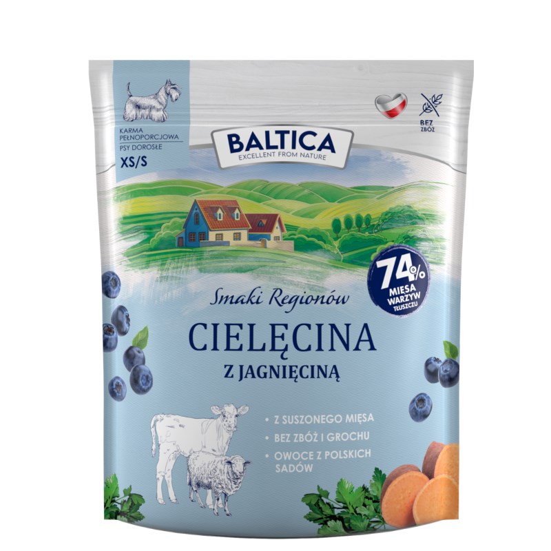 BALTICA Smaki regionów - suha pasja hrana za majhne pasme, teletina z jagnjetino, 1 kg