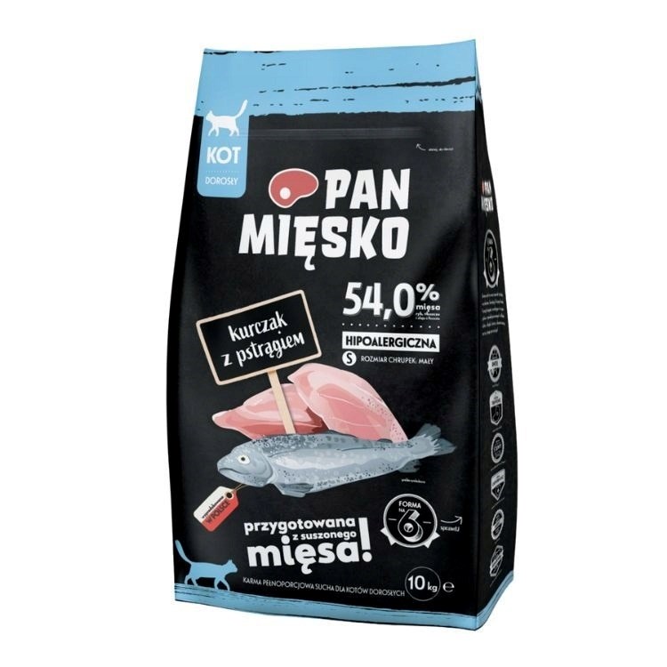 PAN MIĘSKO Puranje z lososom - Suha hrana za odrasle mačke, 10 kg
