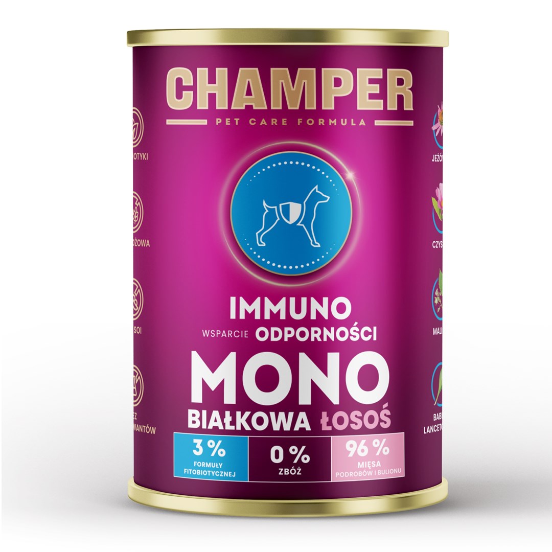 Champer Immuno Monoprotein Salmon - mokra pasja hrana, 400g