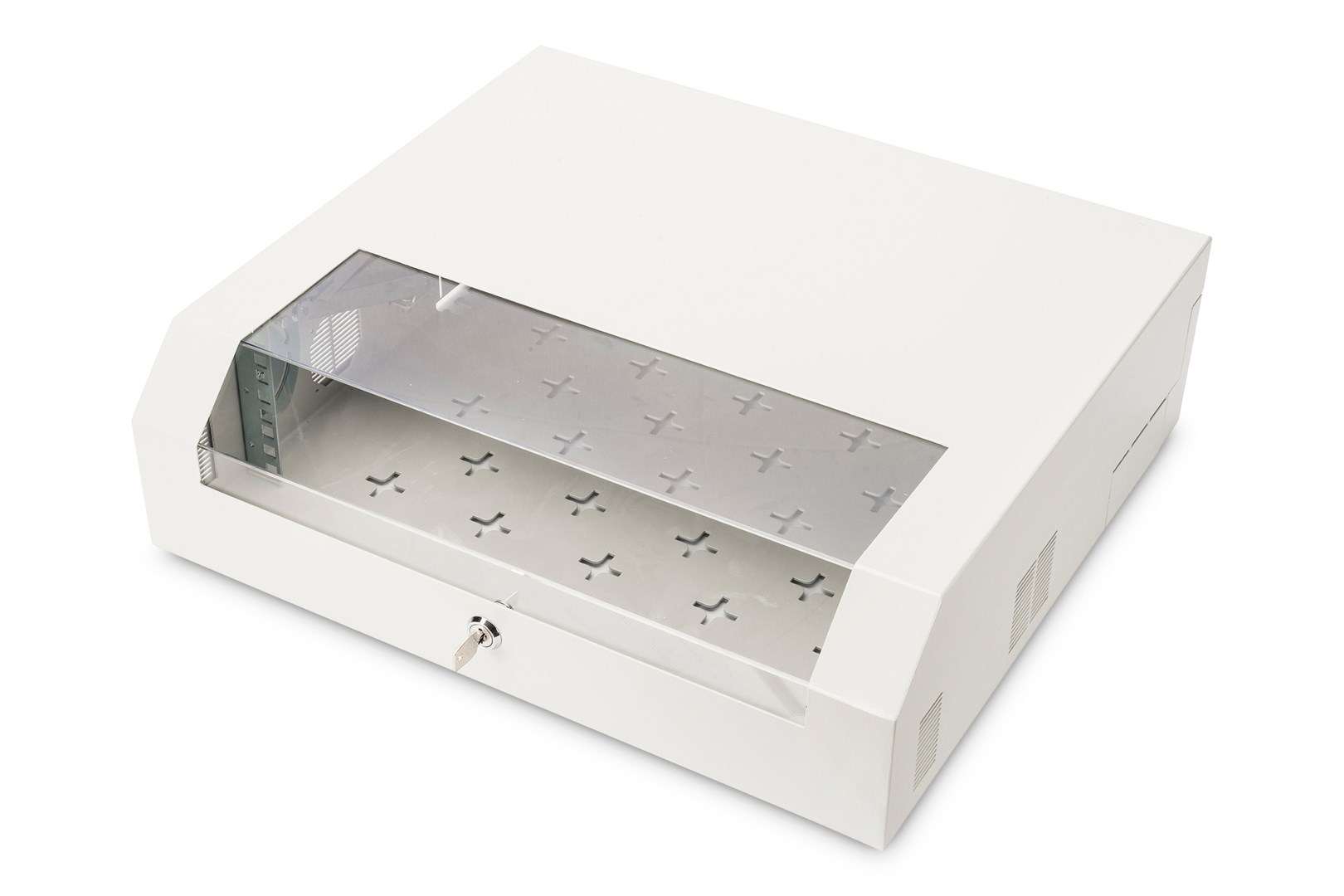Digitus DN-19 04U-PB stensko ohišje - SOHO, Slim, 19" (48,3 cm), 3U, s steklenimi vrati, sivo