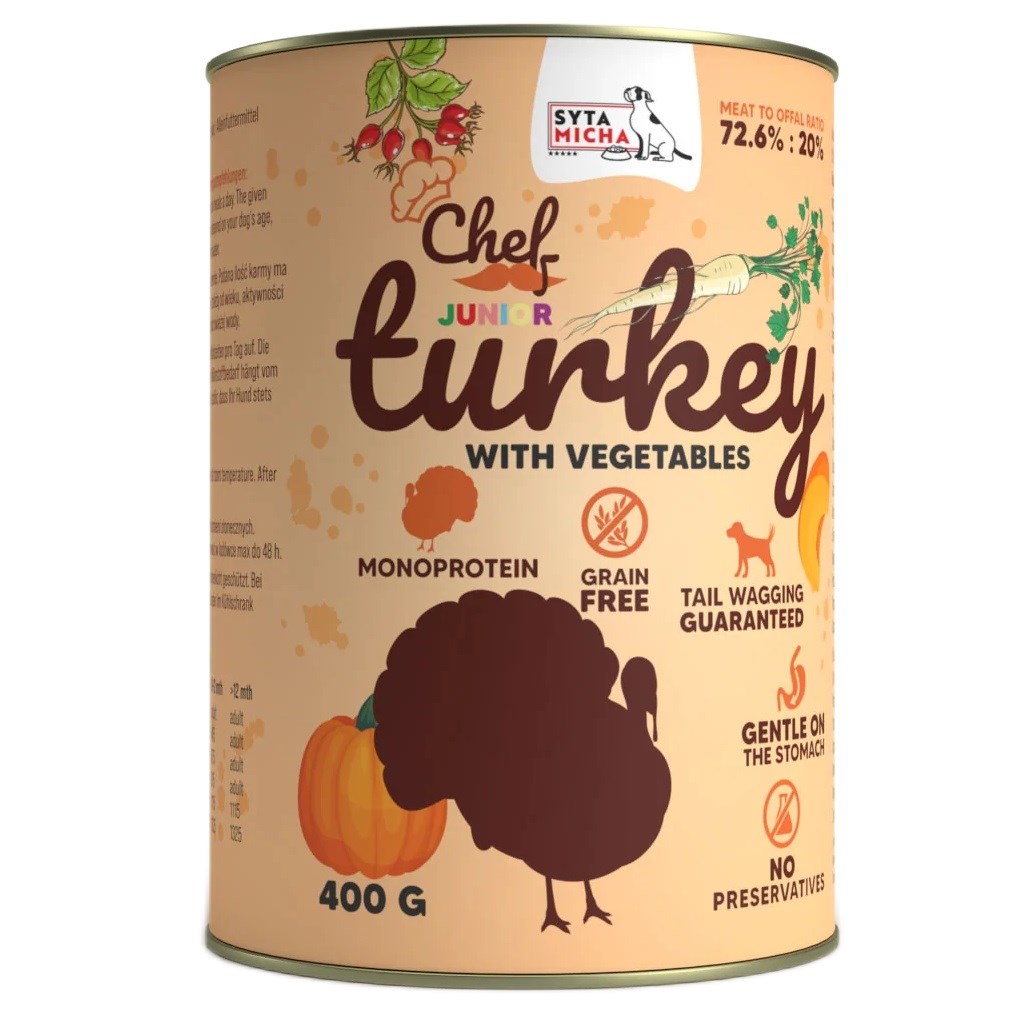 SMH SYTA MICHA Chef Turkey with vegetables Junior - mokra pasja hrana - 400g