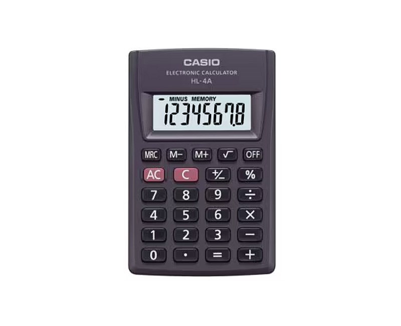 Casio osnovni žepni kalkulator HL-4A-B, črn, 8-mestni