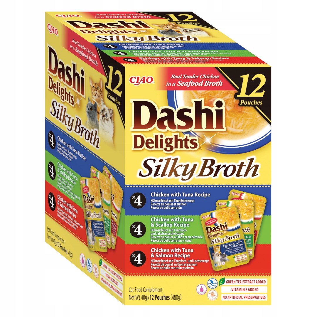 INABA Dashi Delights mokra hrana za mačke, piščančja mešanica v juhi, 12x40g