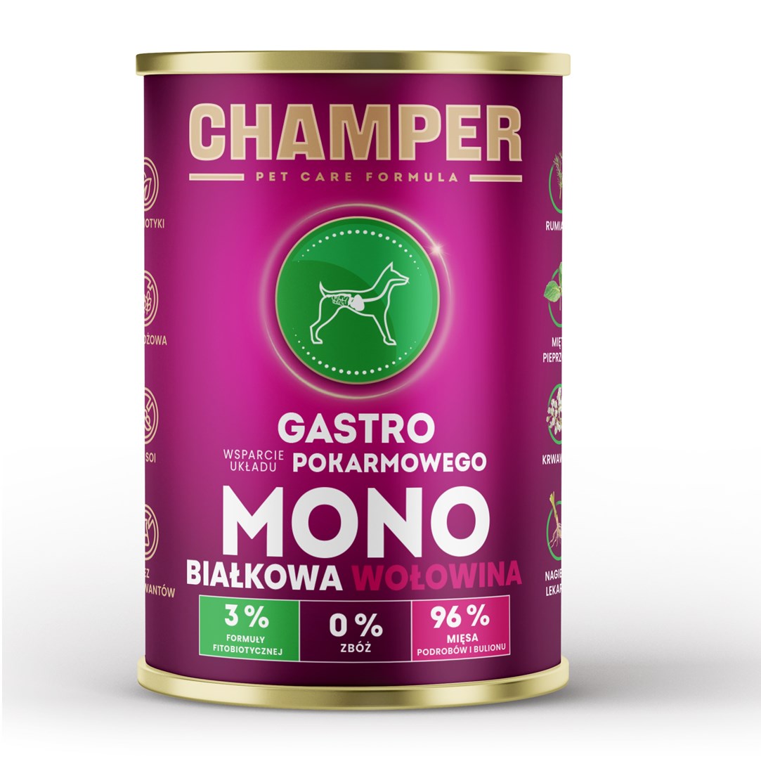 CHAMPER Gastro Monoprotein Govedina - mokra hrana za pse, 400g