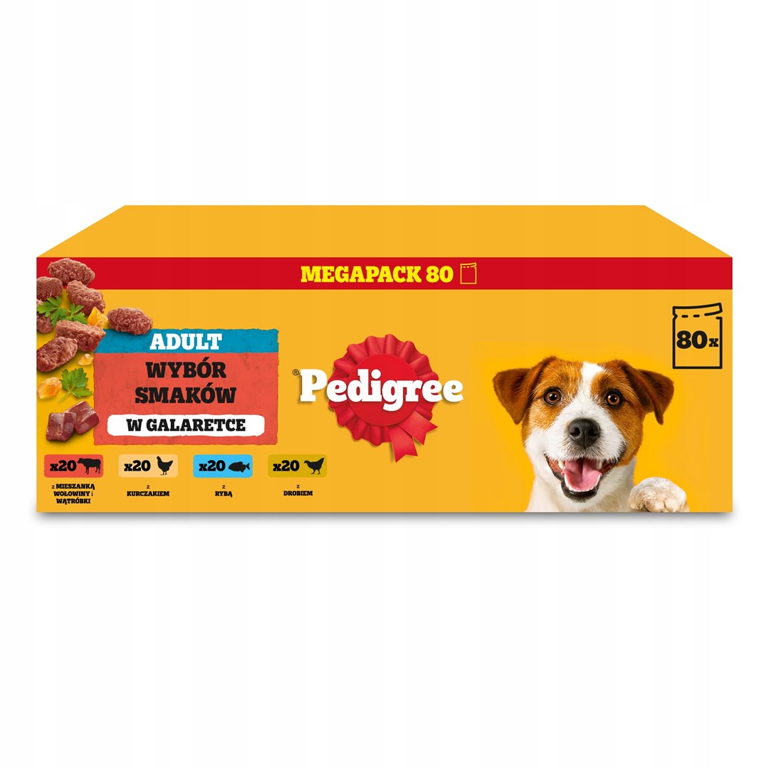 PEDIGREE Adult Selection of flavours in jelly - Mokra hrana za pse - 80x100g