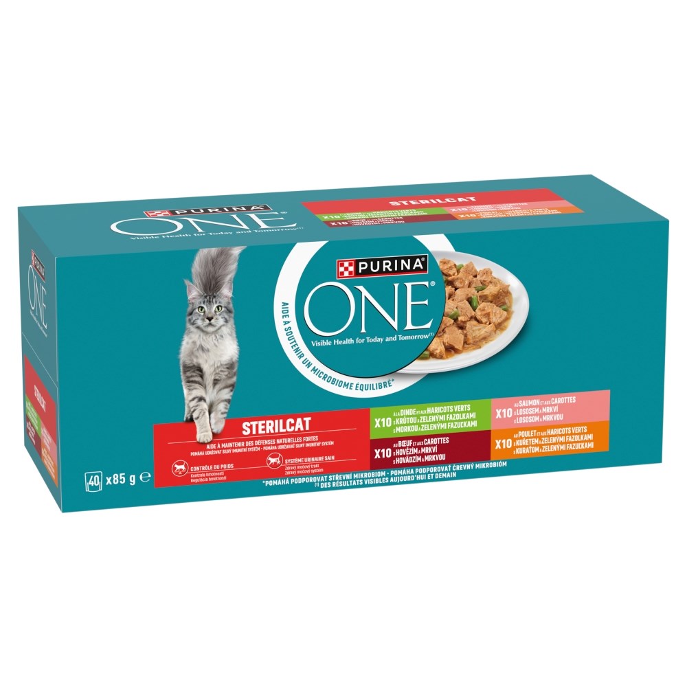PURINA (PUI) One Sterilcat mešana mokra hrana za mačke (govedina, losos, piščanec, puran) 40x85g