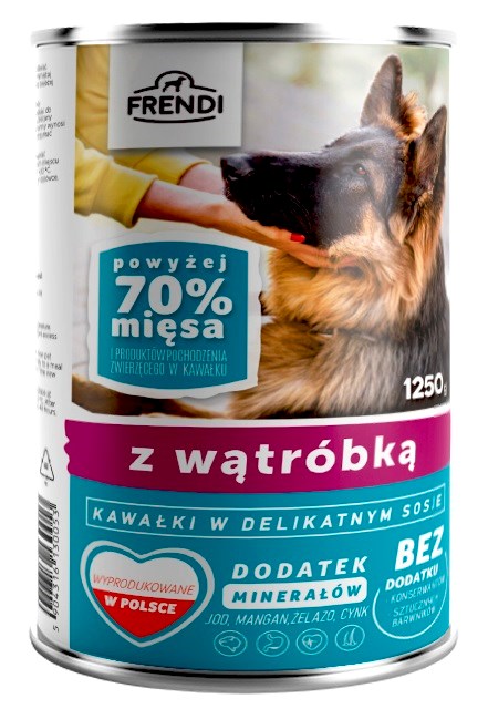 FND FRENDI z jetrnimi koščki v nežni omaki - mokra pasja hrana - 1250g