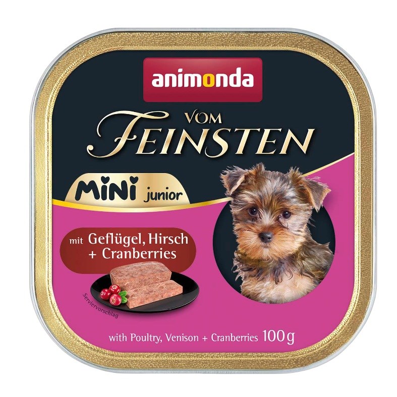 ANIMONDA Vom Feinsten Junior Mini perutnina z divjačino in brusnicami, 100g