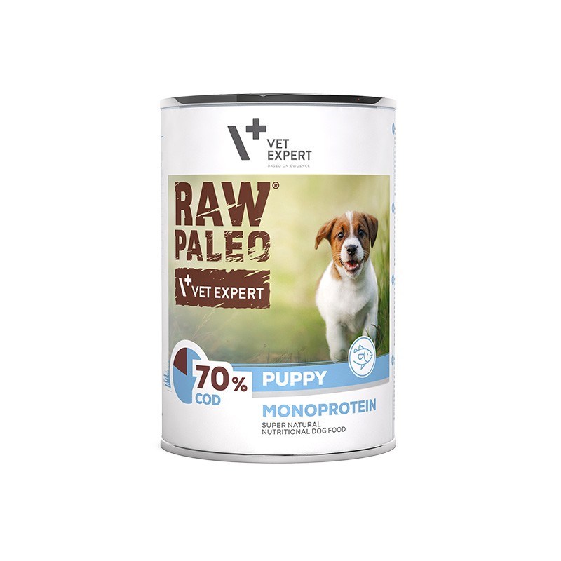 VETEXPERT Raw Paleo Puppy Monoprotein Cod - mokra hrana za mladiče - 400 g