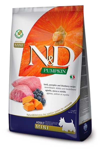 FARMINA N&D Pumpkin Lamb & Blueberry Grain Free - suha hrana za pse MINI, 2.5 kg