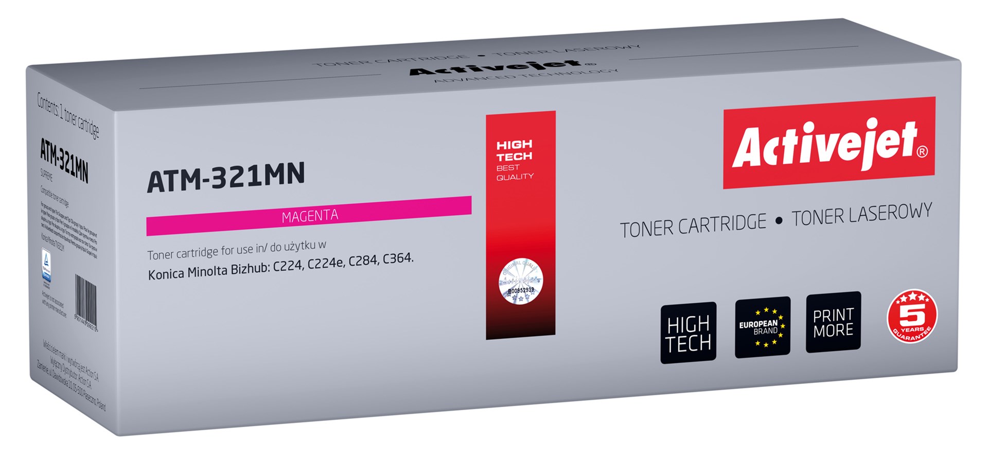 Activejet ATM-321MN toner, nadomestni za Konica Minolta TN321M, magenta