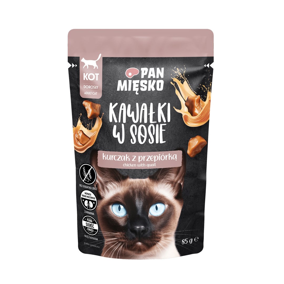 PAN Mięsko mokra hrana za mačke s piščancem in prepelico, 85 g