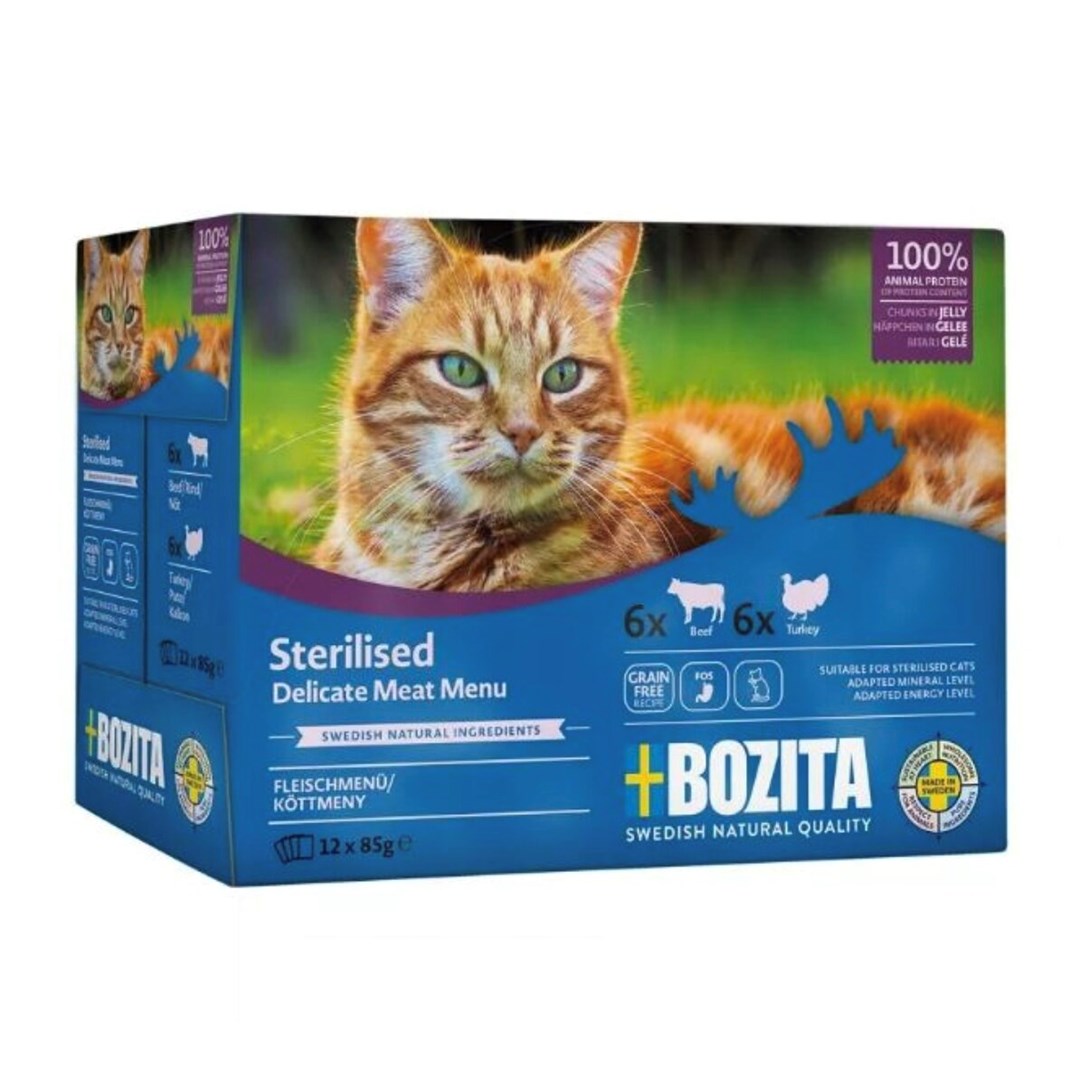 BOZITA Sterilised Delicate - mokra hrana za mačke v vrečki, 12x85g