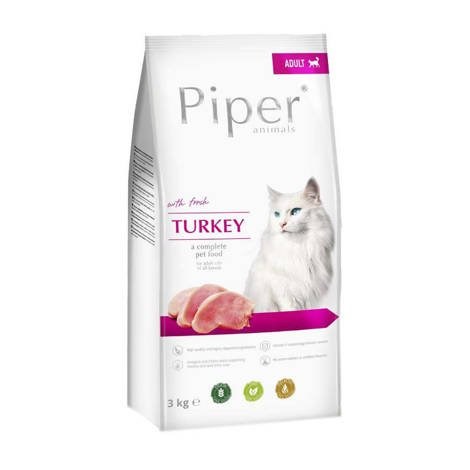 Dolina Noteci Piper Animals - Suha hrana za mačke s puranom, 3 kg