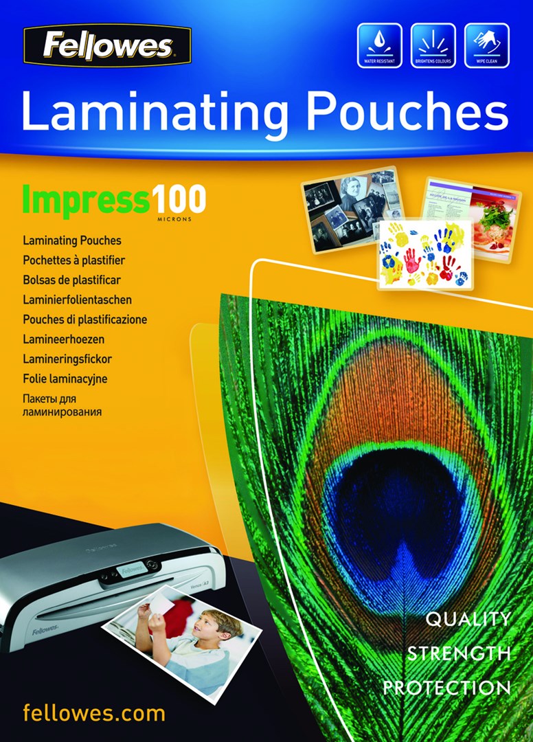 Fellowes A4 sijajna folija za laminiranje, 100 mikronov, 100 kosov