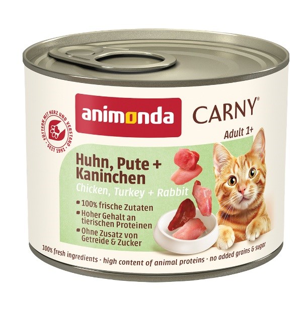 Animonda Carny Adult Piščanec, puran, kunec - mokra hrana za mačke, 200g