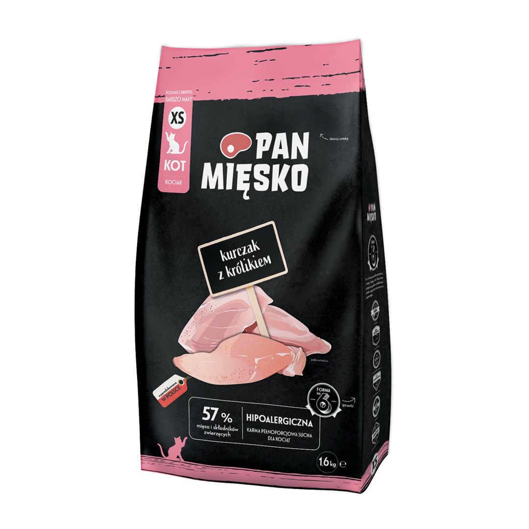 PMI MIĘSKO Suha hrana za mačke Piščanec z zajcem, Junior, 1,6 kg