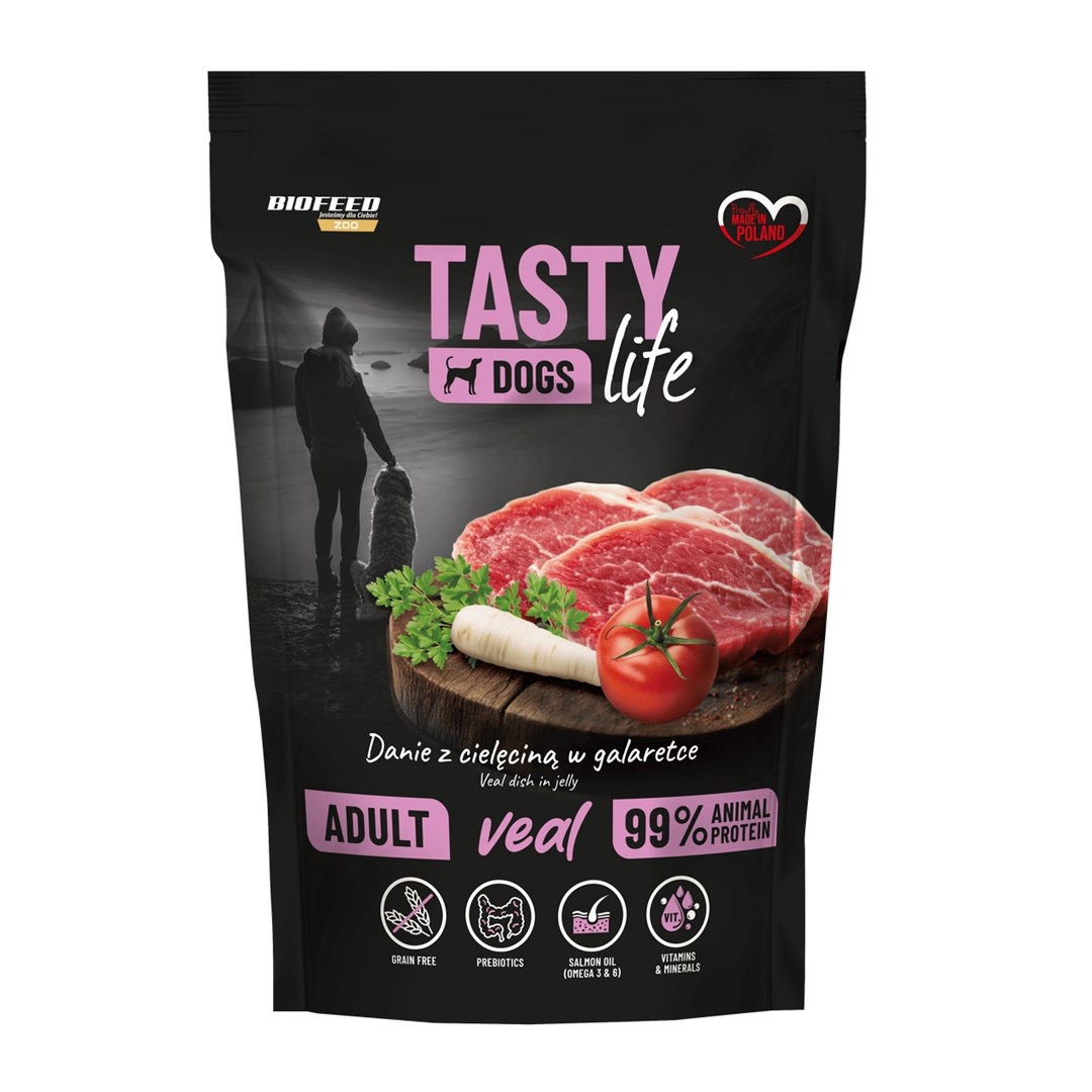 BFD BIOFEED Tasty Dogs Life pureče meso - mokra hrana za pse - 500g