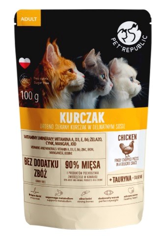 Vlažna hrana za mačke PTR Piščanec, 100 g