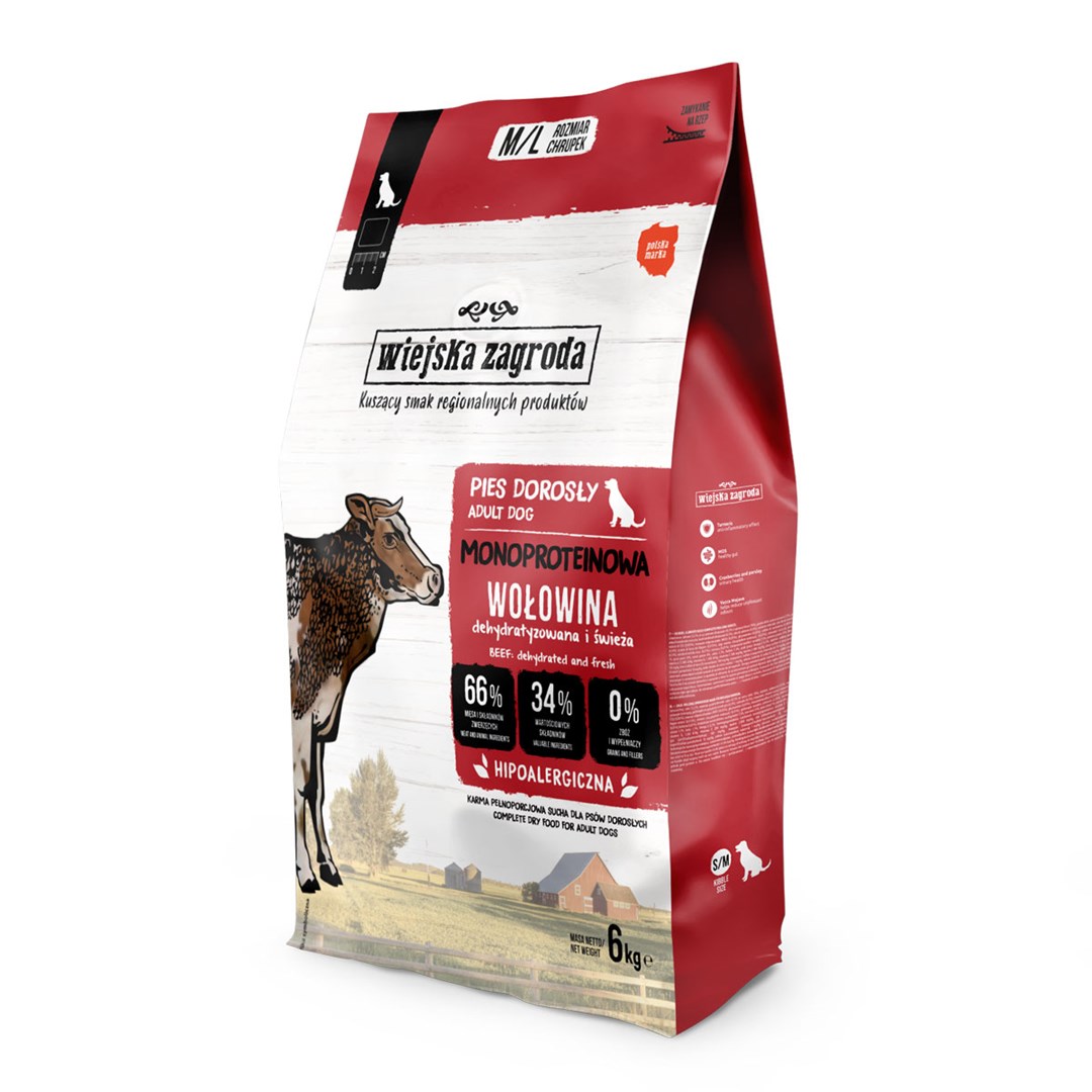 WIEJSKA ZAGRODA Monoproteinska govedina - suha hrana za pse - 6 kg