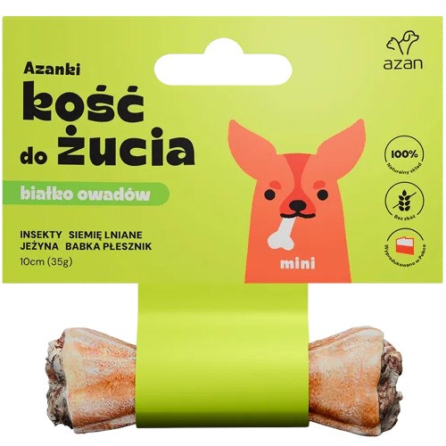 AZANKI kost kosti s hroščem in lanenim semeni MINI – pasja poslastica – 10 cm