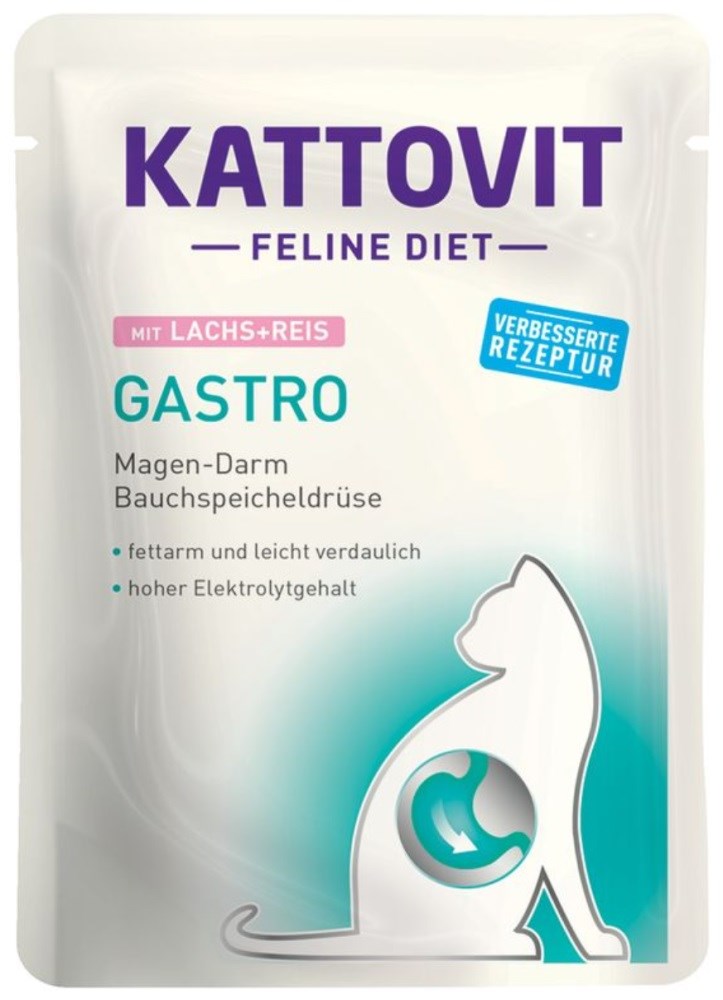 KATTOVIT Feline Diet Gastro Salmon z rižem - mokra hrana za mačke - 85g
