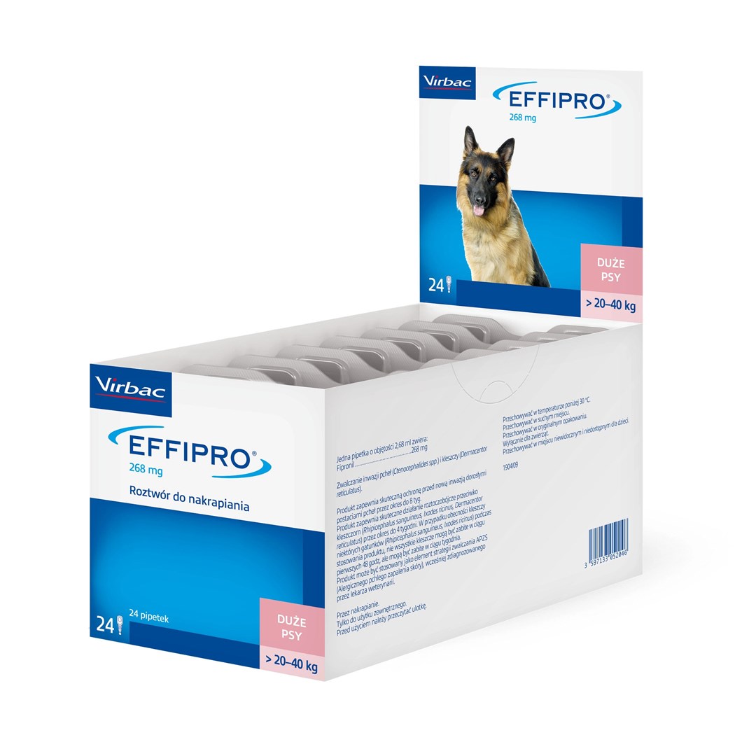 VIRBAC Effipro L kapljice proti bolham in klopom za pse (20-40 kg), 24 kosov