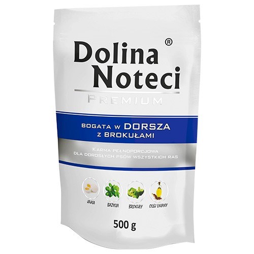 DOLINA NOTECI Pasja hrana z lososom in brokolijem, mokra, 500 g