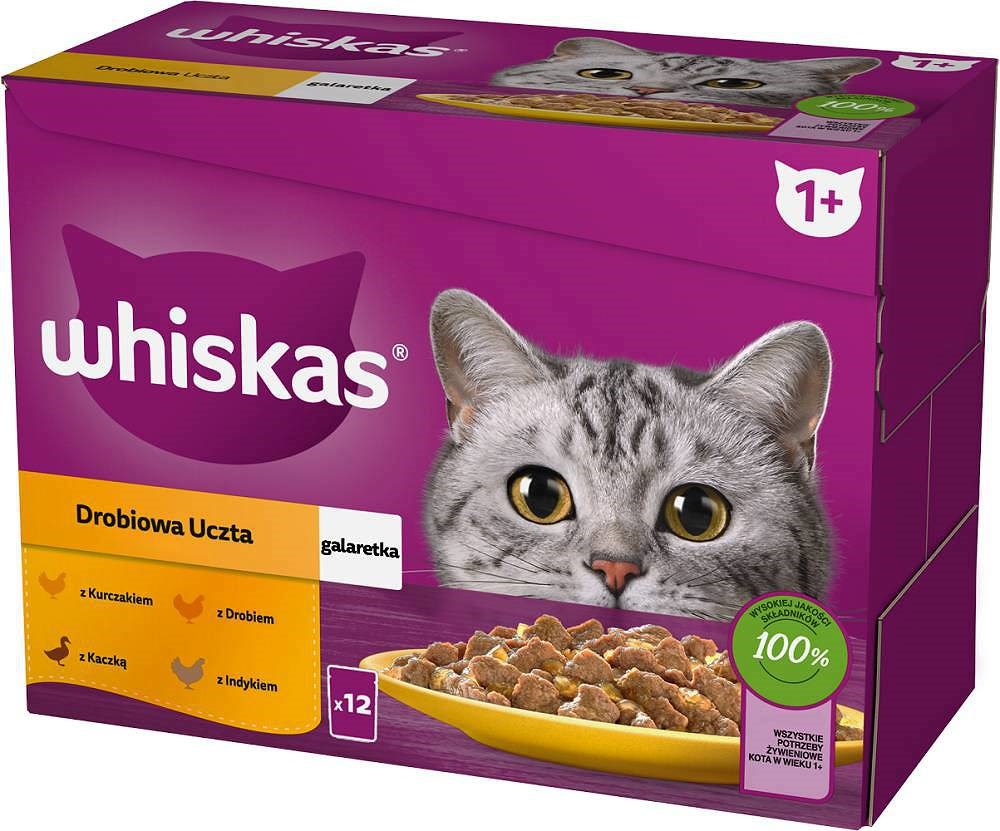 Whiskas vrečka 12x85g - mokra hrana za odrasle mačke (piščanec, rac, puran)