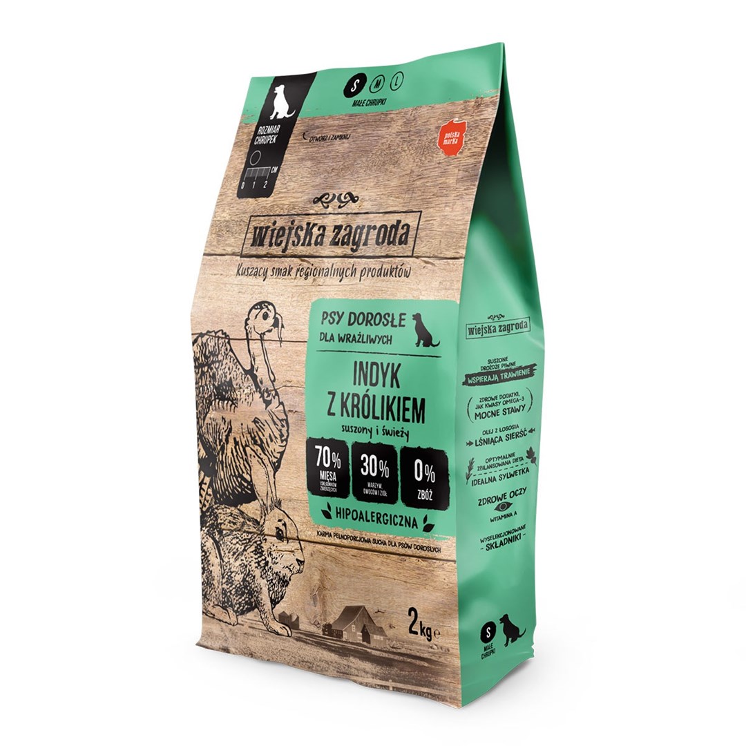 Wiejska Zagroda suha hrana za pse, puran z kunčjem, 2 kg