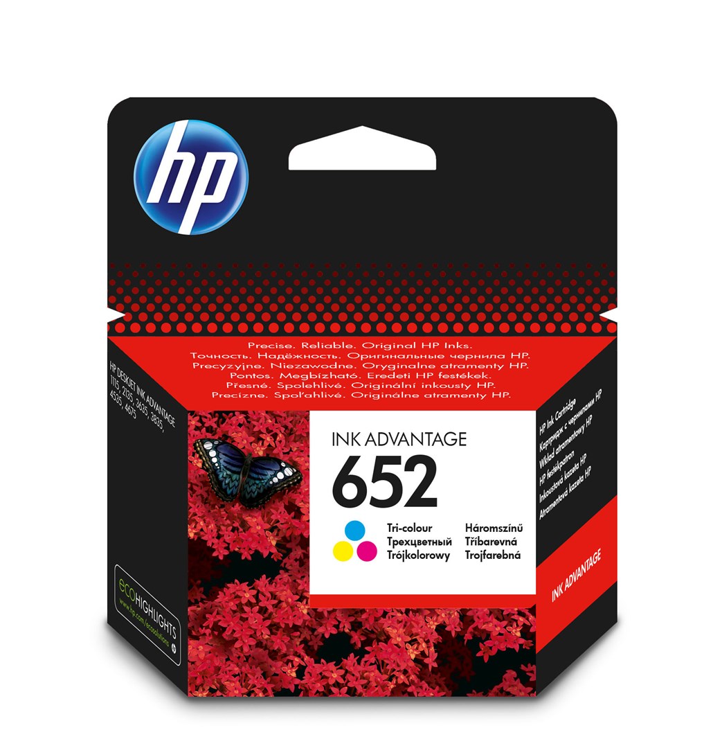 HP 652 Original kartuša F6V24AE, barvna (rumena, magenta, cian), do 200 strani