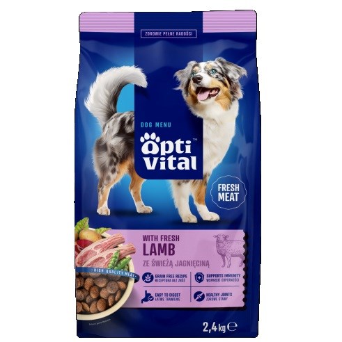 OPTIVITAL Suha pasja hrana z jagnjetino, 2.4kg