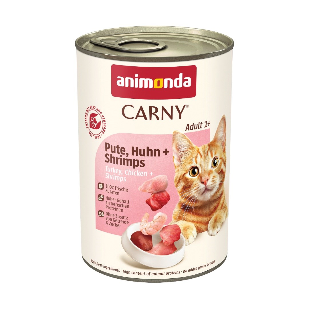 ANIMONDA Carny Adult puran, piščanec in kozice - mokra hrana za mačke, 400g