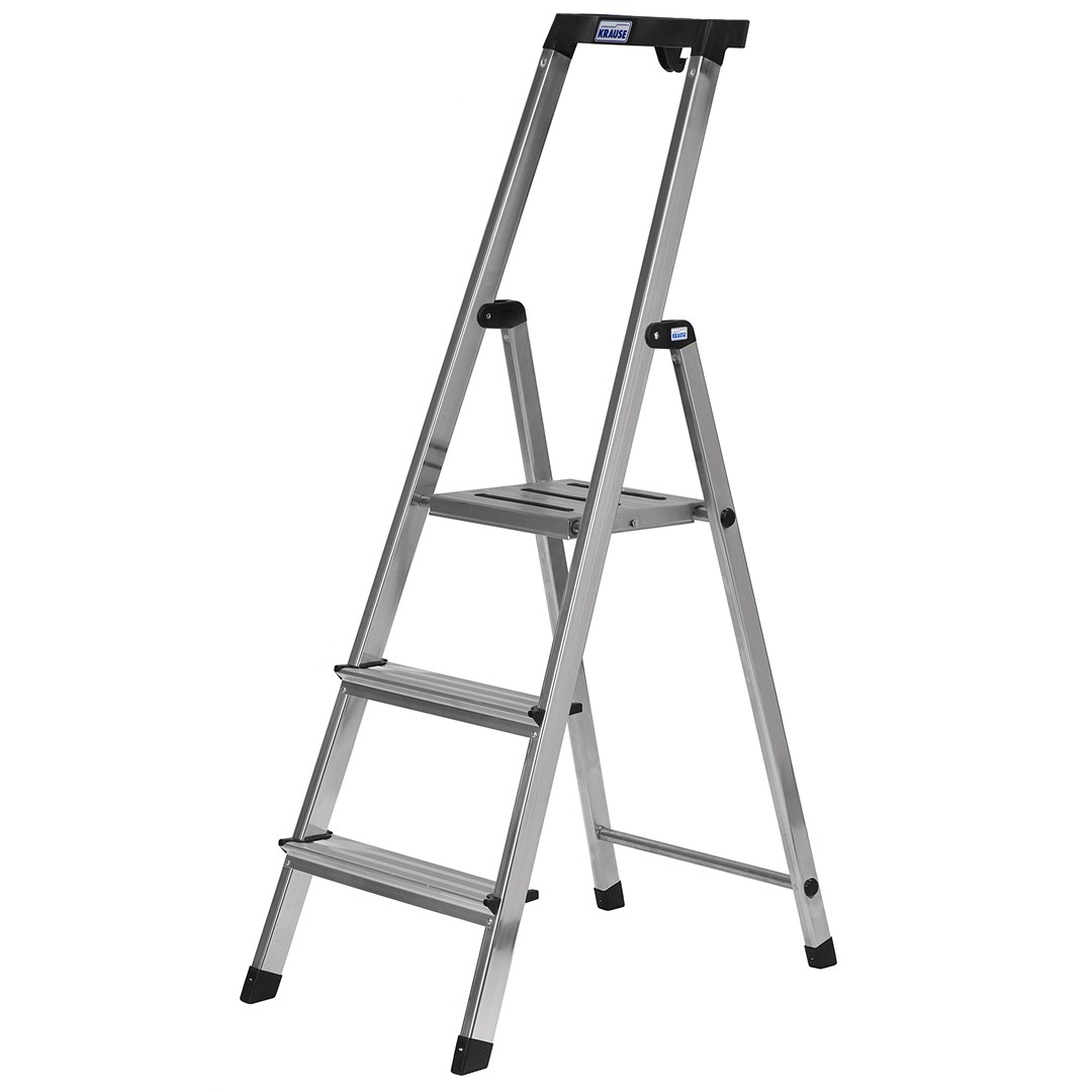 Krause Safety zložljiva lestev 3 stopnice, aluminij, srebrna