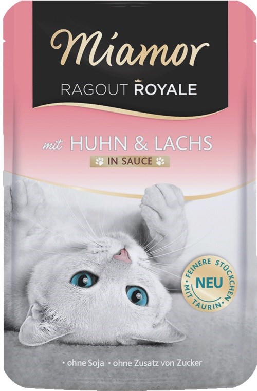 MIAMOR Ragout Royale Piščanec in losos v omaki - mokra hrana za mačke, 100g